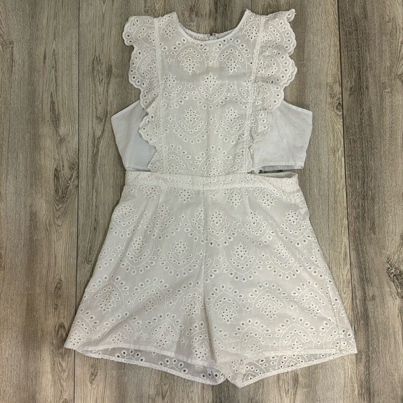 New York & Company Pants - New York & Company white eyelet romper